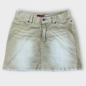 Lazer Jeans Tan Corduroy Mini Skirt Frayed Hem Faded Size 3‎ Womens Y2K Style